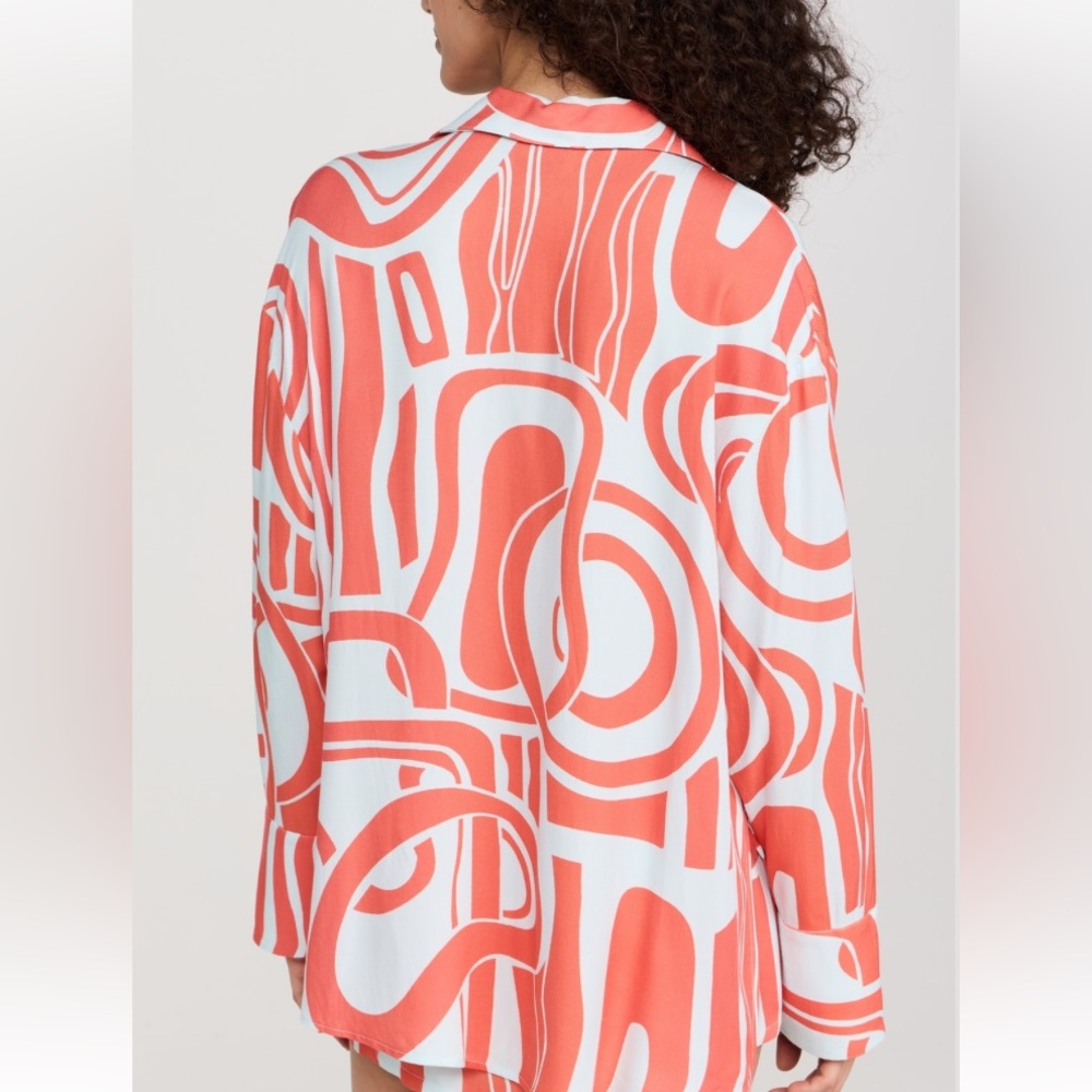 NWT Seven Wonders Sola oversized button down shirt Alba print Large - Picture 5 of 11